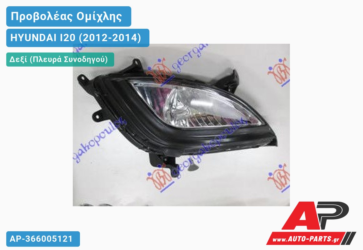 Προβολέας Ομίχλης (Ευρωπαϊκό) Δεξιός HYUNDAI I20 (2012-2014)