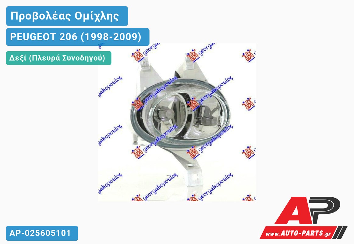 Προβολέας Ομίχλης SPORT (Ευρωπαϊκό) Δεξιός PEUGEOT 206 (1998-2009)