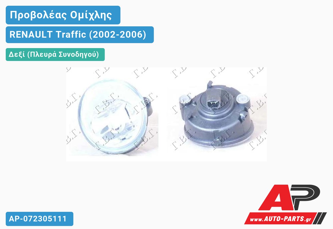 Προβολέας Ομίχλης (Ευρωπαϊκό) Δεξιός RENAULT Traffic (2002-2006)