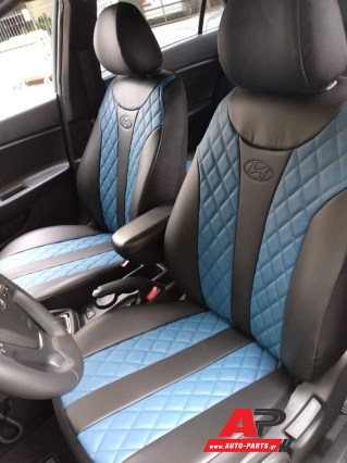 Νέα Σειρά Καλυμμάτων για Καθίσματα Αυτοκινήτων, με μαύρο με μπλε καπιτονέ - LUX