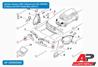 Φανάρι Ημέρας (DRL) Μπροστινό LED (CROSS) (Γνήσιο) για FIAT Panda New (2012+)