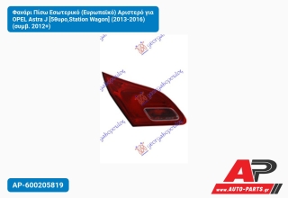 Φανάρι Πίσω Εσωτερικό (Ευρωπαϊκό) Αριστερό για OPEL Astra J [5θυρο,Station Wagon] (2013-2016) (συμβ. 2012+)