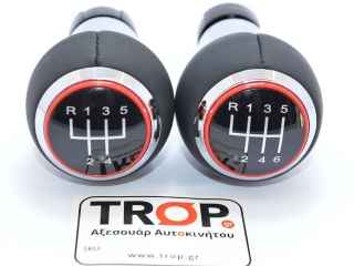 Δερμάτινος Λεβιές 5 ή 6 Ταχυτήτων, με Κόκκινο Δαχτυλίδι για Seat, Skoda, VW, Audi (13mm) - Φωτό από TROP.gr