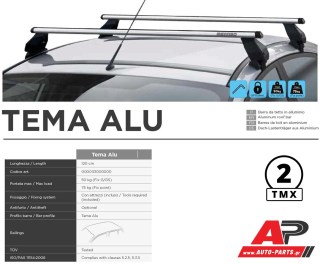 Menabo Tema δυνατότητα για 50kg (με FIX G/GS άκρο) ή 75kg (με FIX FP άκρο) ανάλογα με την οροφή του αυτοκινήτου - Διάθεση από το AUTO-PARTS.gr