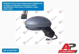 Καθρέφτης Ηλεκτρικός Θερμαινόμενος Βαφόμενος (με Φλας & Αισθητήρα) (Α Ποιότητα) (9 PIN) (ASHPERICAL Glass) Δεξί για RENAULT Captur (2020-2024)