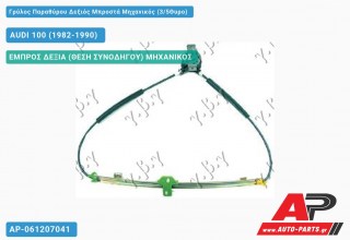 Ανταλλακτικός γρύλος παραθύρου, ΕΜΠΡΟΣ ΔΕΞΙΑ (ΘΕΣΗ ΣΥΝΟΔΗΓΟΥ) ΜΗΧΑΝΙΚΟΣ για AUDI 100 (1982-1990)