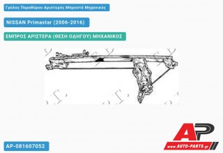 Ανταλλακτικός γρύλος παραθύρου, ΕΜΠΡΟΣ ΑΡΙΣΤΕΡΑ (ΘΕΣΗ ΟΔΗΓΟΥ) ΜΗΧΑΝΙΚΟΣ για NISSAN Primastar (2006-2016)