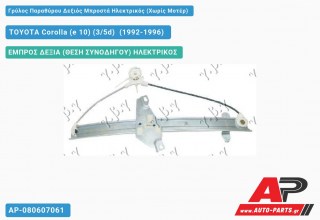 Ανταλλακτικός γρύλος παραθύρου, ΕΜΠΡΟΣ ΔΕΞΙΑ (ΘΕΣΗ ΣΥΝΟΔΗΓΟΥ) ΗΛΕΚΤΡΙΚΟΣ για TOYOTA Corolla (e 10) (3/5d) [Hatchback] (1992-1996)